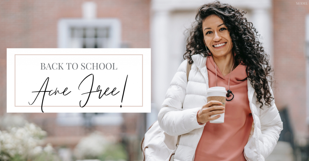 Woman with clear skin smiling at School in Roseville, CA